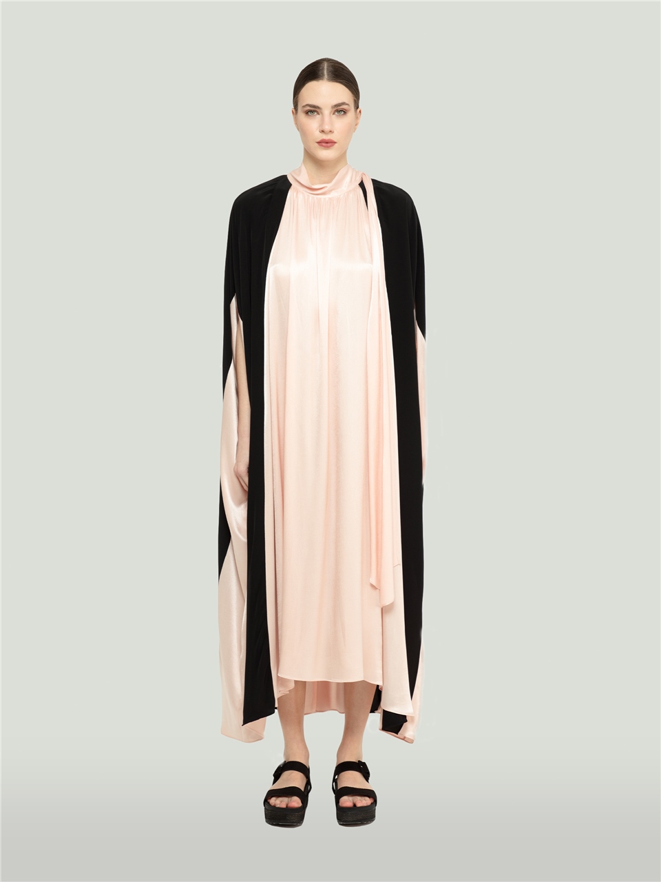 QS2245049-Pink and Black Color Long Dress-BAQA