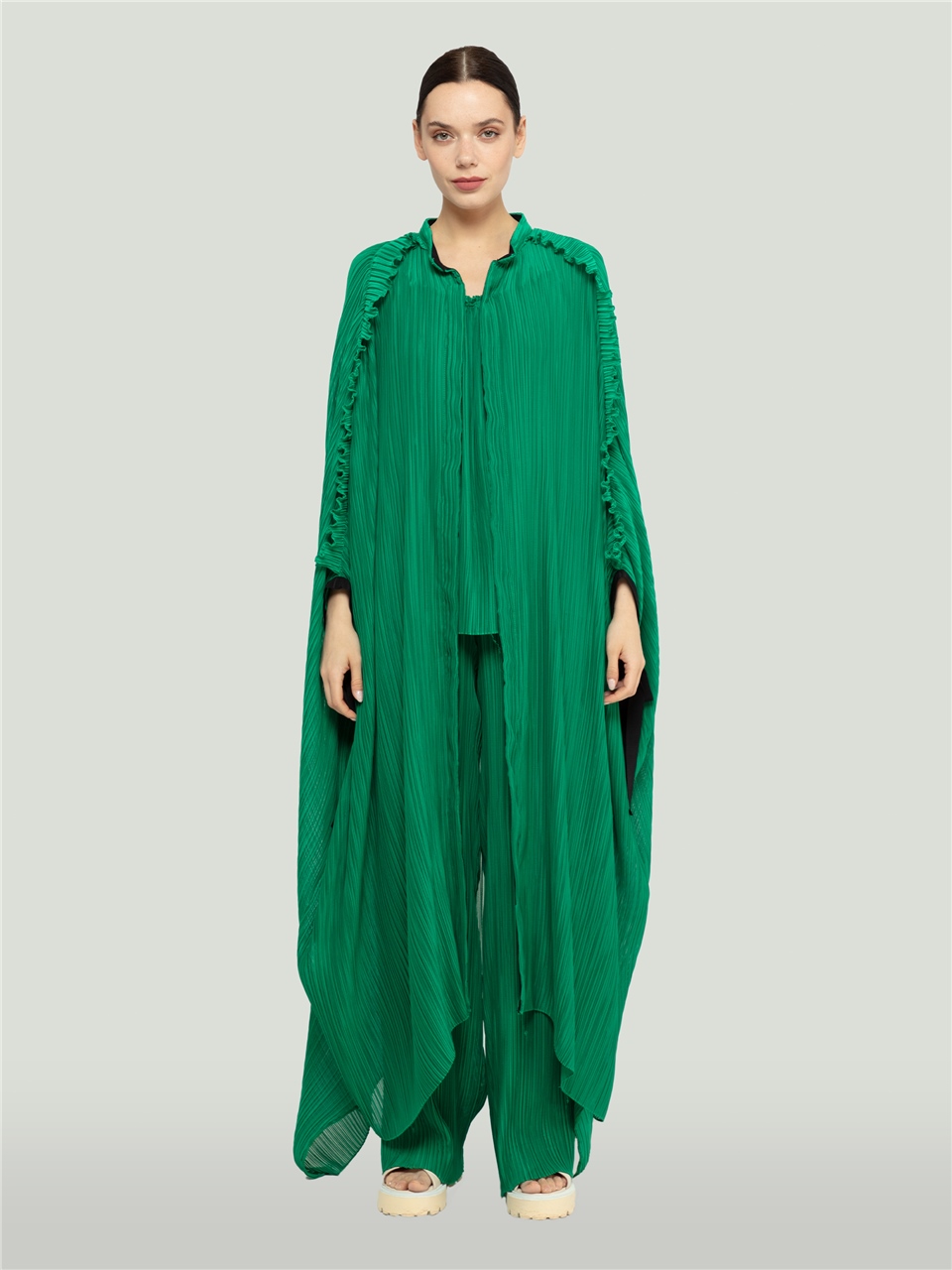 Pleated Green Cape