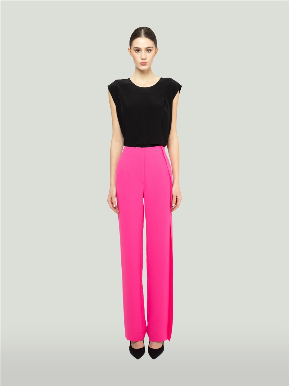 QS2242064-Detailed Pink Trousers-BAQA