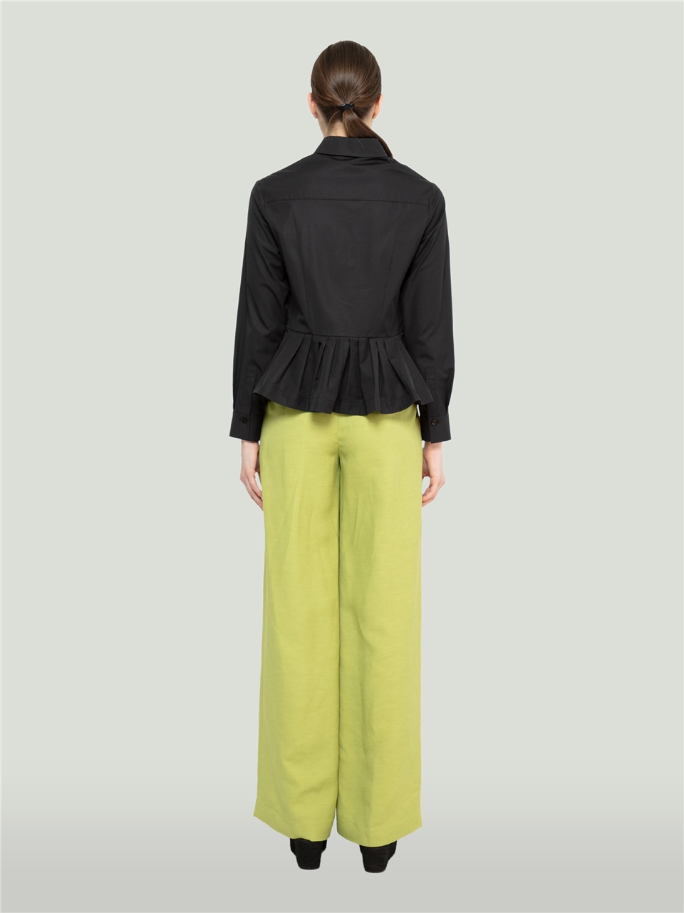 QS2242078-Olive Green Linen Trousers-BAQA
