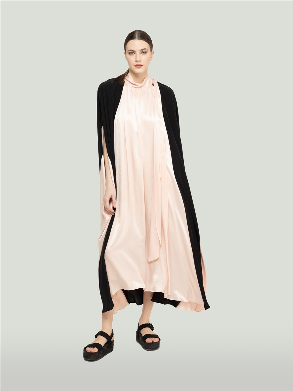 QS2245049-Pink and Black Color Long Dress-BAQA